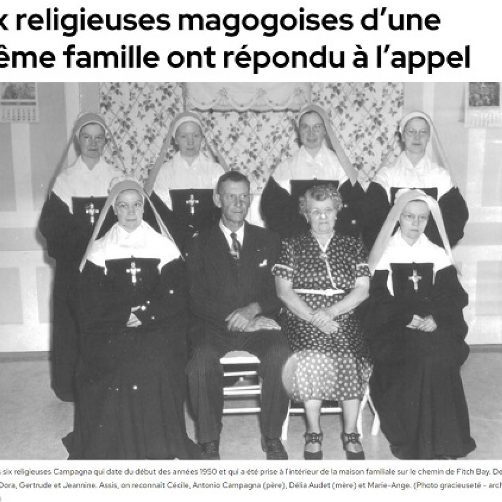 6 religieuses de Magog au coeur de l'histoire du Diocèse de Sherbrooke